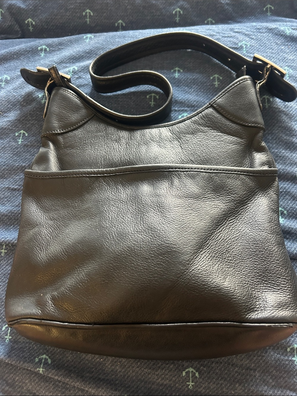 Preston & York Black Pebbled Leather Shoulder Bag
